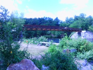 August 2015: new span will soon link the Goffstown and Piscataquog (Manchester NH) rail trails. Ellen Kolb photo.